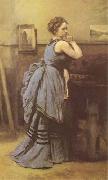 Woman in Blue (mk09) Jean Baptiste Camille  Corot